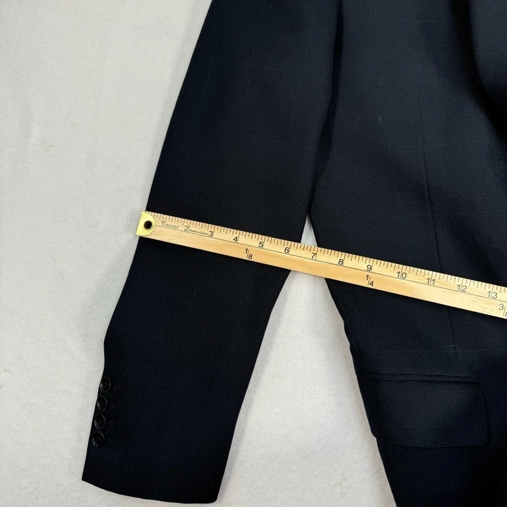 Ennio Dagnillo Wool Cashmere Blend Blazer Jacket Mens Navy Blue Windowpane